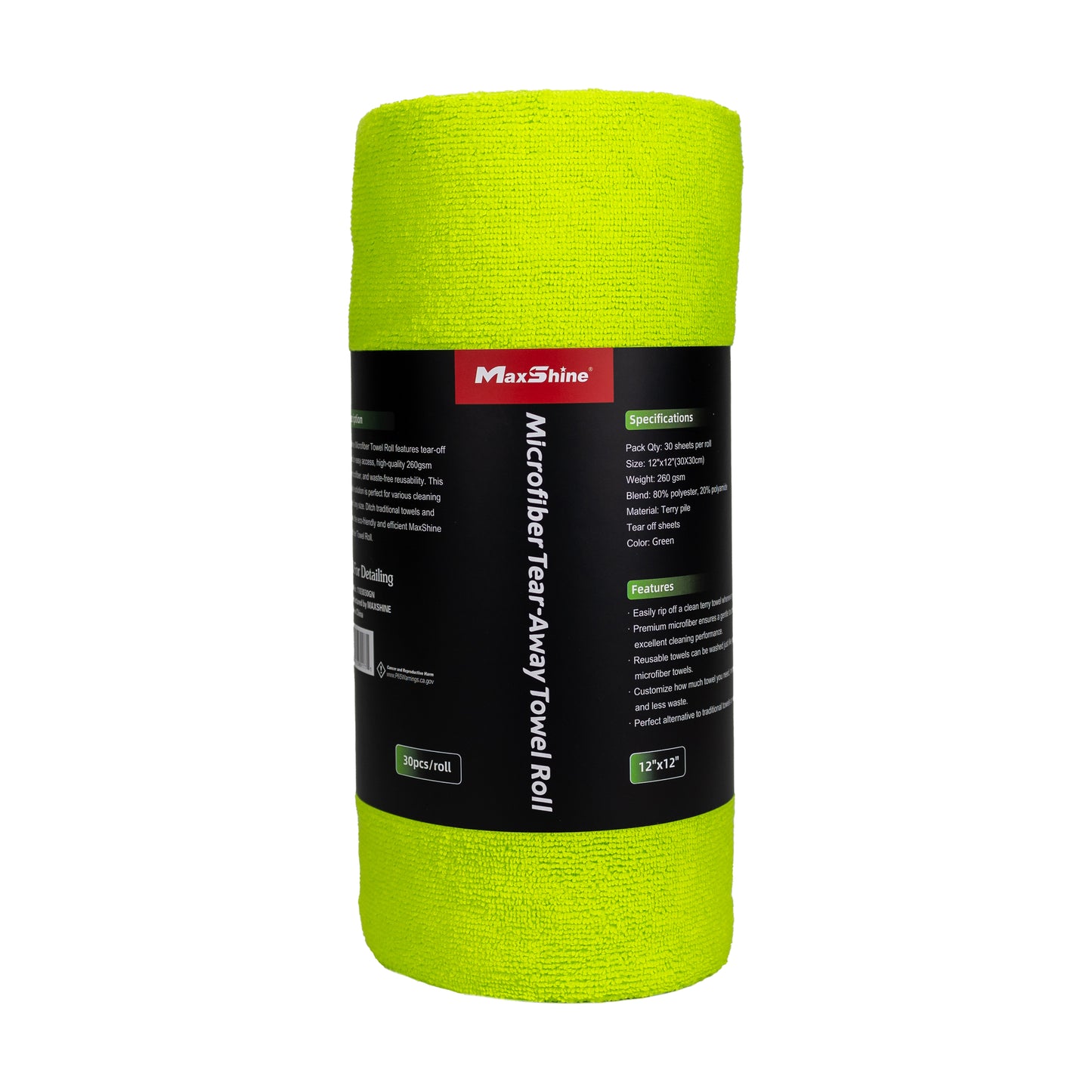 260GSM Microfiber Tear-Away Towel Roll - 30 Sheets/Roll